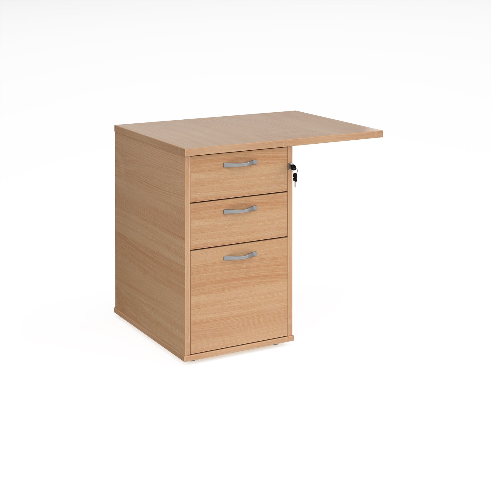 Universal Three Drawer Desk High Pedestal with Flyover Return Top